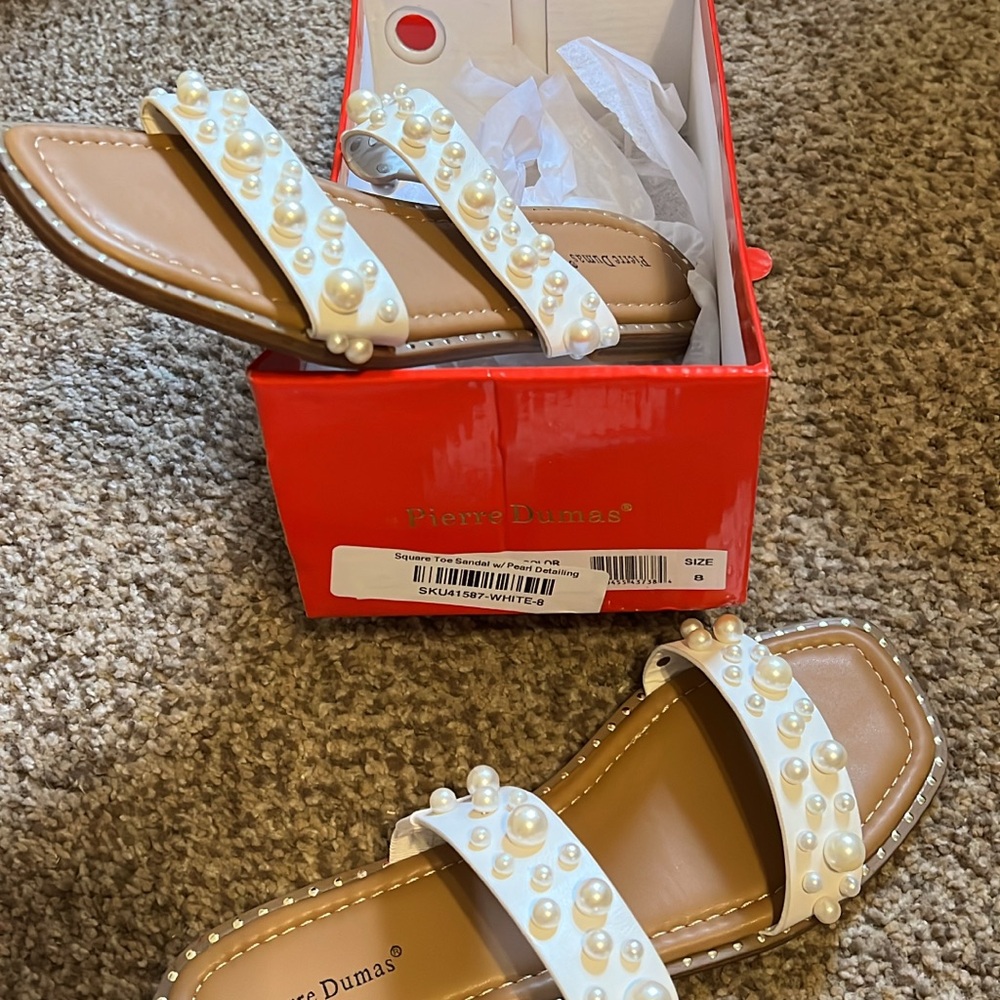 Pierre Dumas Pearl Embellished Sandals